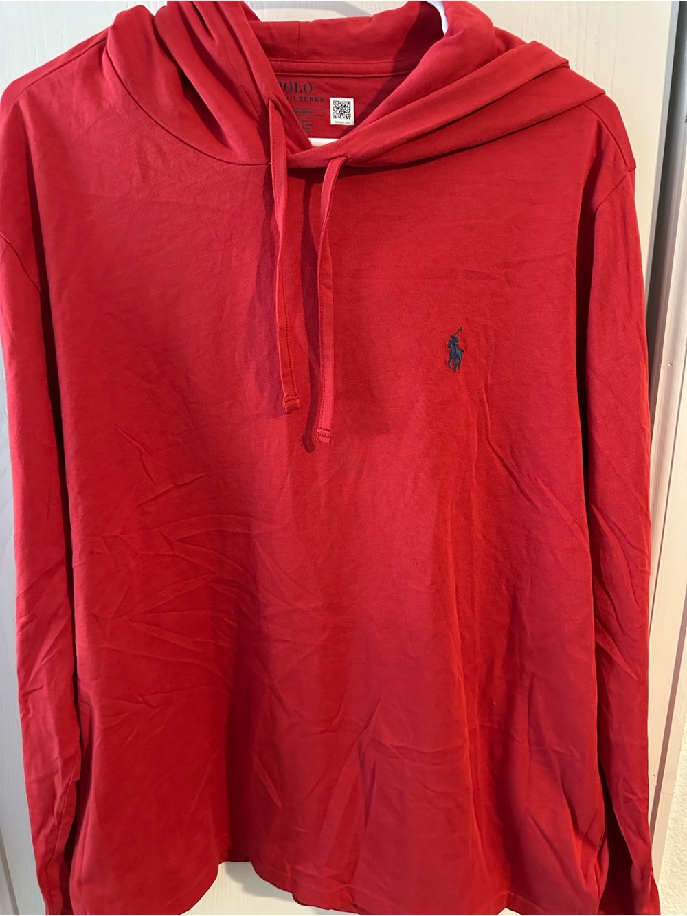 NWOT Men’s Hooded Polo Ralph Lauren Red Long Sleeve T-shirt Size Large L